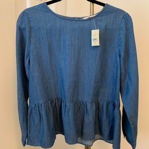 LOFT Chambray Peplum Blouse
